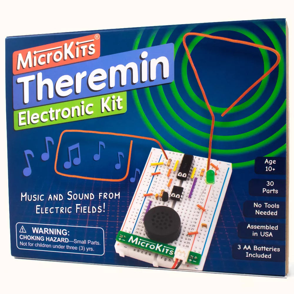 MicroKits Theremin Electronics Kit | Educational Music STEAM/STEM for Kids or Adults | No Tools Needed Easy to Build Breadboard Kit